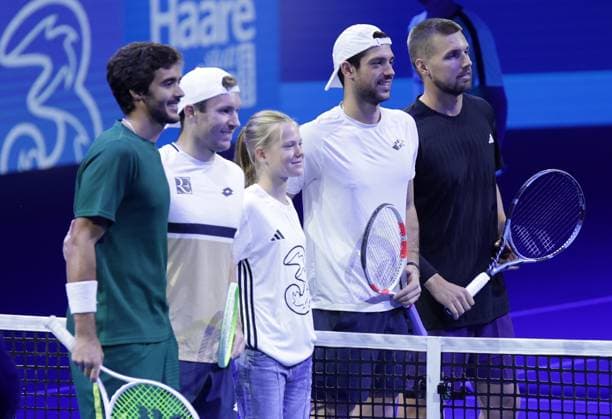TENNIS - ATP, Tennis Herren Erste Bank Open VIENNA,AUSTRIA,26.OCT.25 - TENNIS - ATP World Tour, Erste Bank Open. Image shows Francisco Cabral (POR), Lucas Miedler (AUT), Julian Cash and Lloyd Glasspool (GBR).  GEPAxpictures xWalterxLuger