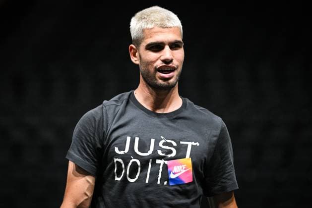 October 26, 2025, Nanterre, France, France: Carlos ALCARAZ of Spain during a training session of the Rolex Paris Masters 1000 tennis tournament at Paris La Defense Arena on October 26, 2025 in Nanterre near Paris, France. Nanterre France - ZUMAm308 20251026_zsp_m308_015 Copyright: xMatthieuxMirvillex