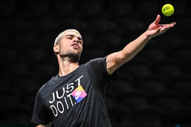 October 26, 2025, Nanterre, France, France: Carlos ALCARAZ of Spain during a training session of the Rolex Paris Masters 1000 tennis tournament at Paris La Defense Arena on October 26, 2025 in Nanterre near Paris, France. Nanterre France - ZUMAm308 20251026_zsp_m308_018 Copyright: xMatthieuxMirvillex
