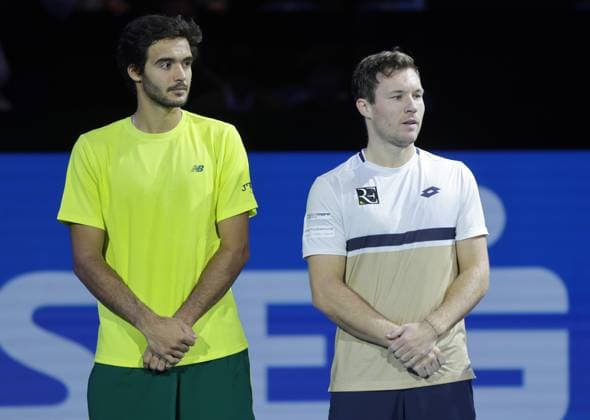 TENNIS - ATP, Tennis Herren Erste Bank Open VIENNA,AUSTRIA,26.OCT.25 - TENNIS - ATP World Tour, Erste Bank Open. Image shows Francisco Cabral (POR) and Lucas Miedler (AUT).  GEPAxpictures xWalterxLuger
