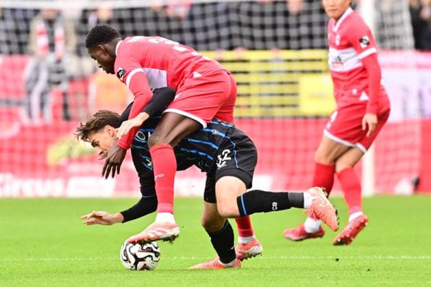 Royal Antwerp FC v Club Brugge - Jupiler Pro League DEURNE, BELGIUM - OCTOBER 26 : Diawara Mahamadou midfielder of Royal Antwerp FC and Audoor Lynnt midfielder of Club Brugge battle for the ball during the Jupiler Pro League match between Royal Antwerp FC and Club Brugge on October 26, 2025 in Deurne, Belgium, 26 10 2025 Deurne Belgium  Copyright: xPeterxDexVoechtx