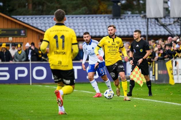 251026 Mjällbys Axel Norén during the football match in Allsvenskan between Mjällby and IFK Norrköping on October 26, 2025 in Hällevik  Copyright: CHRISTOFFERxBORGxMATTISSON BB251026CB021