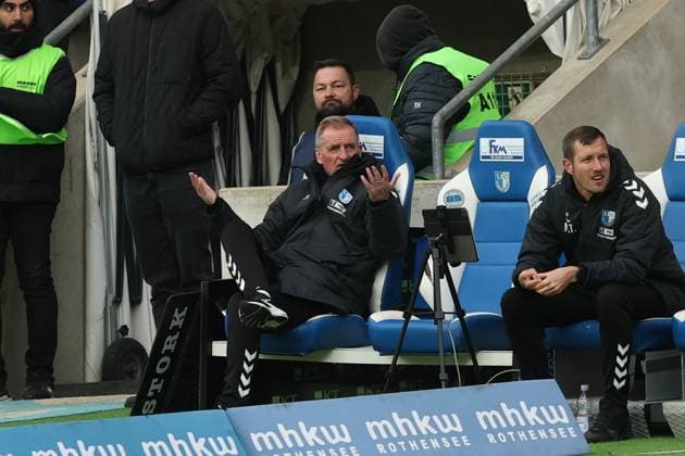 Coach Petrik Sander 1 FC Magdeburg 2 Soccer Bundesliga Season 2025 2026 1 FC Magdeburg vs Preussen Münster at the Avnet Arena in Magdeburg Soccer,Man,Men,Germany,26 10 2025