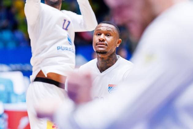 easycredit BBL, Frankfurt Skyliners Syntainics MBC, 26 10 2025 Charles Callison SYNTAINICS MBC, 23 at the warm-up before the match of the easycredit BBL easycredit BBL, Frankfurt Skyliners Syntainics MBC on matchday 5 of the 25 26 season in the Süwag Energie ARENA on 26 10 2025 Copyright: xBEAUTIFULxSPORTS Hahnex