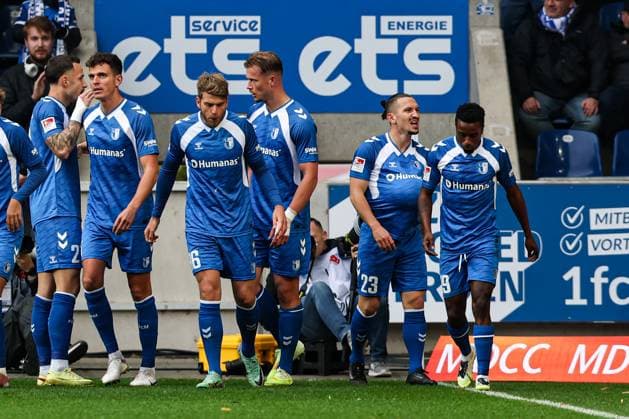 Goal celebration Goal scorer Baris Atik 1 FC Magdeburg,23 scores to 1 0, the goal is not given because of offside 2 Soccer Bundesliga season 2025 2026 1 FC Magdeburg vs Preussen Münster at the Avnet Arena in Magdeburg Action,Soccer,Man,Men,Germany,26 10 2025