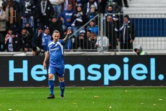 Goal celebration Goal scorer Baris Atik 1 FC Magdeburg,23 scores to 1 0, the goal is not given because of offside 2 Soccer Bundesliga season 2025 2026 1 FC Magdeburg vs Preussen Münster at the Avnet Arena in Magdeburg Action,Soccer,Man,Men,Germany,26 10 2025