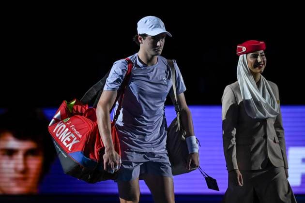 26th October 2025; St. Jakobshalle, Basel, Switzerland; 2025 ATP, Tennis Herren Swiss Indoor Tennis Final Day; Joao Fonseca (BRA) enters the court before the match against Alejandro Davidovich Fokina (ESP) in the final  DavidxEmm