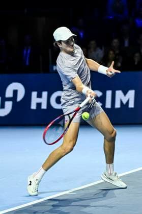26th October 2025; St. Jakobshalle, Basel, Switzerland; 2025 ATP, Tennis Herren Swiss Indoor Tennis Final Day; Joao Fonseca (BRA) in action during the match against Alejandro Davidovich Fokina (ESP) in the final  DavidxEmm