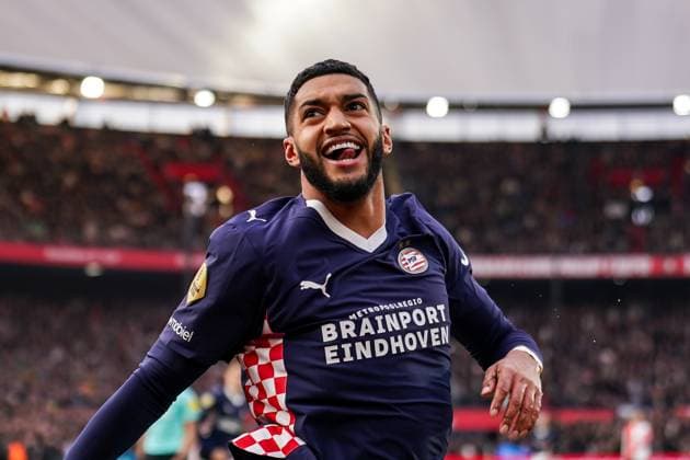 2025-10-26 Feyenoord v PSV - Dutch Eredivisie ROTTERDAM, NETHERLANDS - OCTOBER 26: Ismael Saibari of PSV celebrates after scoring his teams second goal during the Dutch Eredivisie match between Feyenoord and PSV at Stadion Feijenoord on October 26, 2025 in Rotterdam, Netherlands. Rotterdam Stadion Feijenoord Netherlands Content not available for redistribution in The Netherlands directly or indirectly through any third parties. Copyright: xJorisxVerwijstx