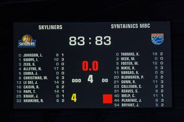 easycredit BBL, Frankfurt Skyliners Syntainics MBC, 26 10 2025 Frankfurt equalizes 5 seconds before the end and saves itself in the overtime game of the easycredit BBL easycredit BBL, Frankfurt Skyliners Syntainics MBC on matchday 5 of the 25 26 season in the Süwag Energie ARENA on 26 10 2025 Copyright: xBEAUTIFULxSPORTS Hahnex