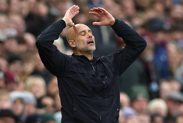 Manchester City manager Pep Guardiola shows a look of dejection Aston Villa v Manchester City, Premier League, Football, Villa Park, Birmingham, UK - 26 Oct 2025Birmingham Villa Park United Kingdom EDITORIAL USE ONLY No use with unauthorised audio, video, data, fixture lists, club league logos or live services. Online in-match use limited to 120 images, no video emulation. No use in betting, games or single club league player publications. Copyright: xKieranxMcManus Shutterstockx 15593465ai