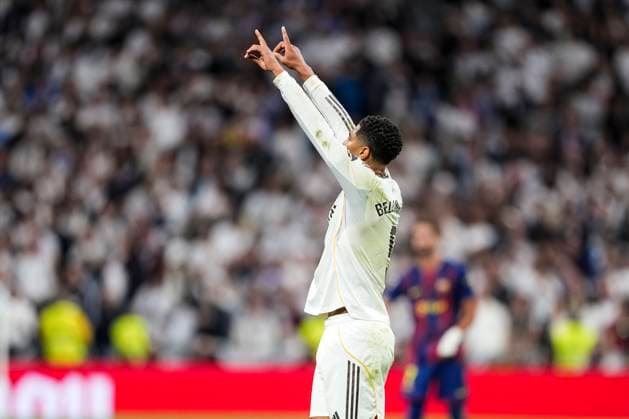 October 26, 2025, Madrid, Madrid, Spain: Jude Bellingham of Real Madrid CF celebrates a goal during the Spanish League, LaLiga EA Sports, football match played between Real Madrid C.F. and FC Barcelona, Barca at Santiago Bernabeu stadium on October 26, 2025, in Madrid, Spain. Madrid Spain - ZUMAa181 20251026_zaa_a181_109 Copyright: xOscarxJ.xBarrosox