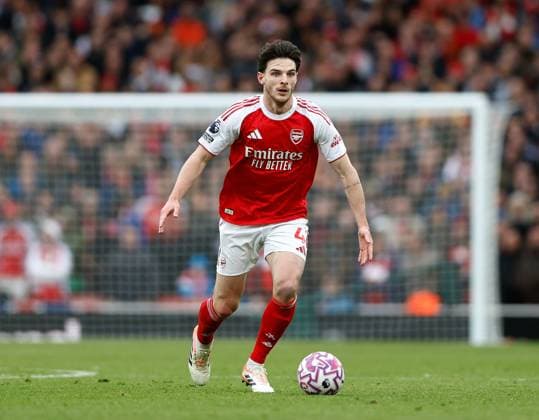 Declan Rice of Arsenal Arsenal v Crystal Palace, Football, Premier League, Emirates Stadium, Islington, London, UK - 26 10 2025 EDITORIAL USE ONLY No use with unauthorised audio, video, data, fixture lists (outside the EU), club league logos or live services. Online in-match use limited to 45 images (+15 in extra time). No use to emulate moving images. No use in betting, games or Copyright: xMattxImpey Shutterstockx 15615303bs