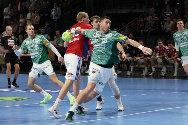DEU, DHB, 1 HBL, Fuechse Berlin vs HSV, 26 10 2025, Max Schmeling Halle, Berlin, DEU, DHB, 1 HBL, Fuechse Berlin vs HSV, in the picture Mijajlo Marsenic Fuechse Berlin 93 , Einar Olafsson HSV Hamburg 23 nordphotoxGmbHx xEngler nph00076