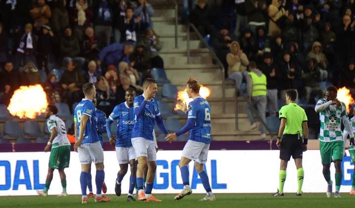 KRC Genk v RAAL La Louviere - Jupiler Pro League GENK, BELGIUM - OCTOBER 26 : goal r38Heymans Daan midfielder of KRC Genk in his first game after injury during Jupiler Pro League match between KRC Genk and RAAL La Louviere on October 26, 2025 in Genk, Belgium, 26 10 25 Eeklo Belgium  Copyright: xJeffreyxGaensx