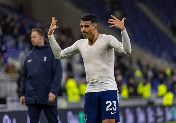 Football - FA Premier League - Everton FC v Tottenham Hotspur FC LIVERPOOL, ENGLAND - Sunday, October 26, 2025: Tottenham Hotspur s Pedro Porro celebrates after the FA Premier League match between Everton FC and Tottenham Hotspur FC at Bramley-Moore Dock. Tottenham won 3-0. (Photo by David Rawcliffe Propaganda) LIVERPOOL Bramley-Moore Dock MERSEYSIDE ENGLAND  Copyright: xDavidxRawcliffex P2025-10-26-Everton_Tottenham-36