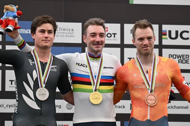 26-10-2025 World Championships Elite Track; Giornata 05; 2025, Lotto; 2025, New Zealand; 2025, Olanda; Viviani, Elia; Stewart, Campbell; Havik, Yoeri; Santiago Del Cile - Velodromo Penalolen; 