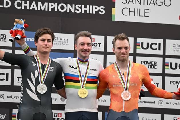 26-10-2025 World Championships Elite Track; Giornata 05; 2025, Lotto; 2025, New Zealand; 2025, Olanda; Viviani, Elia; Stewart, Campbell; Havik, Yoeri; Santiago Del Cile - Velodromo Penalolen; 