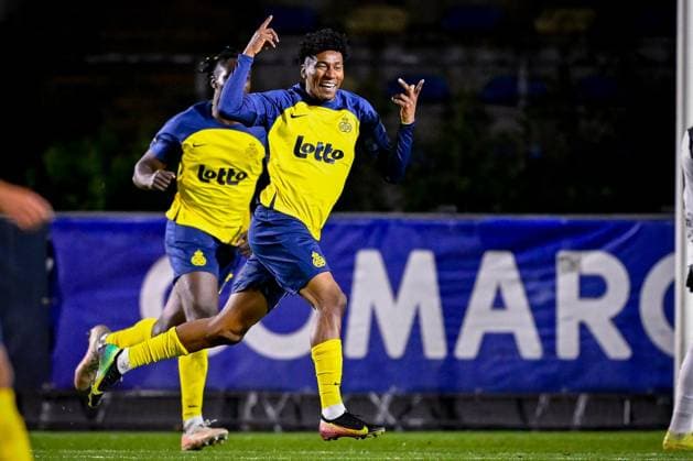 Royale Union Saint-Gilloise v Sint-Truidense VV - Jupiler Pro League BRUSSELS, BELGIUM - OCTOBER 26 : Rodriguez Cortez Kevin Jose forward of Union Saint-Gilloise celebrates after scoring a goal to make it 1-0 during the Jupiler Pro League match between Royale Union Saint-Gilloise and Sint-Truidense VV on October 26, 2025 in Brussels, Belgium, 26 10 2025  Copyright: xTomasxSiskx
