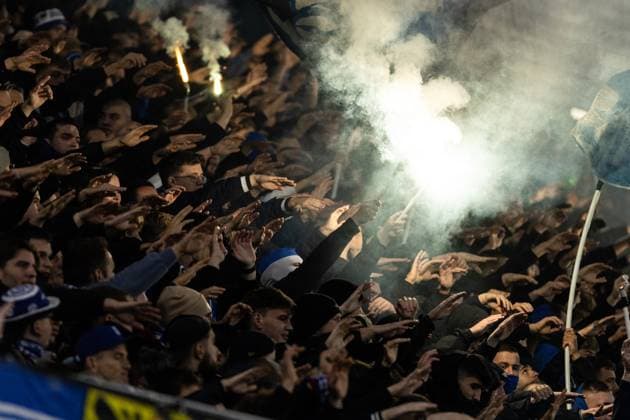 3 Liga MSV Duisburg Rot Weiss Essen 26 10 2025 Fans of MSV Duisburg, pyrotechnics, Ultras 3 Liga MSV Duisburg Rot Weiss Essen Schauinsland Reisen Arena, Duisburg 26 10 2025 DFL regulations prohibit any use of photographs as image sequences and or quasi video Copyright: xBEAUTIFULxSPORTS Buriakovx