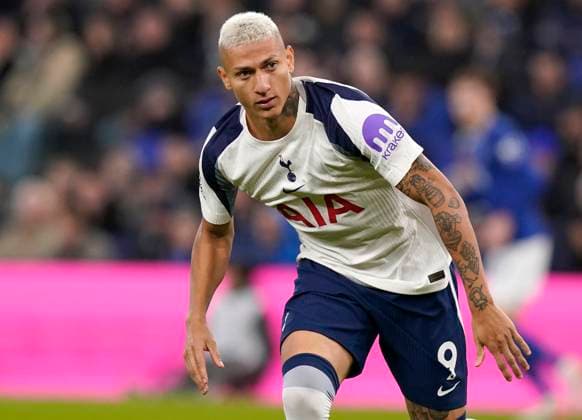 Liverpool, England, 26th October 2025. Richarlison of Tottenham during the Everton vs Tottenham Hotspur Premier League match at Hill Dickinson Stadium, Liverpool. Picture credit should read: Andrew Yates Sportimage EDITORIAL USE ONLY. No use with unauthorised audio, video, data, fixture lists, club league logos or live services. Online in-match use limited to 120 images, no video emulation. No use in betting, games or single club league player publications. SPI_082_AY_Everton_Spurs. SPI-4241-0081