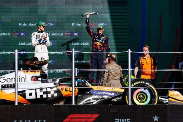 F1 - MEXICO CITY GRAND PRIX 2025 VERSTAPPEN Max (ned), Red Bull Racing RB21, portrait podium during the 2025 Formula 1 Mexico City Grand Prix, 20th round of the 2025 FIA Formula One World Championship, WM, Weltmeisterschaft from October 24 to 26, 2025 on the Autodromo Hermanos Rodriguez, in Mexico City, Mexico - Mexico CityMexico  Copyright: xJavierxJimenezx