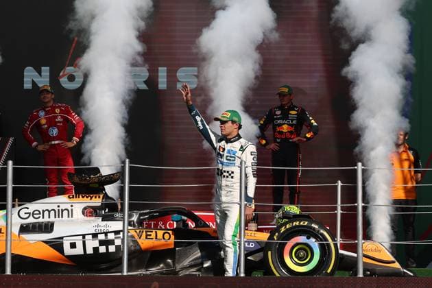 F1 Grand Prix Of Mexico City 2025 Charles Leclerc of Ferrari, Lando Norris of McLaren and Max Verstappen of Red Bull Racing after the Formula 1 Grand Prix of Mexico City at Autodromo Hermanos Rodriguez in Mexico City, Mexico on October 26, 2025. Mexico City Mexico  Copyright: xJakubxPorzyckix originalFilename:porzycki-f1grandp251026_npVbg.jpg