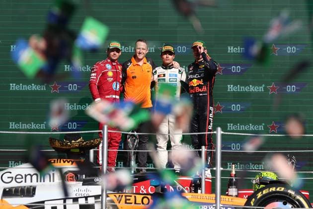 F1 Grand Prix Of Mexico City 2025 Charles Leclerc of Ferrari, Lando Norris of McLaren and Max Verstappen of Red Bull Racing after the Formula 1 Grand Prix of Mexico City at Autodromo Hermanos Rodriguez in Mexico City, Mexico on October 26, 2025. Mexico City Mexico  Copyright: xJakubxPorzyckix originalFilename:porzycki-f1grandp251026_np0Ii.jpg