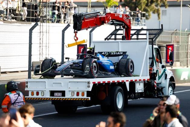F1 - MEXICO CITY GRAND PRIX 2025 55 SAINZ Carlos (spa), Williams Racing FW47, illustration in the flatbed truck, crash, accident, during the 2025 Formula 1 Mexico City Grand Prix, 20th round of the 2025 FIA Formula One World Championship, WM, Weltmeisterschaft from October 24 to 26, 2025 on the Autodromo Hermanos Rodriguez, in Mexico City, Mexico - Mexico CityMexico  Copyright: xJavierxJimenezx