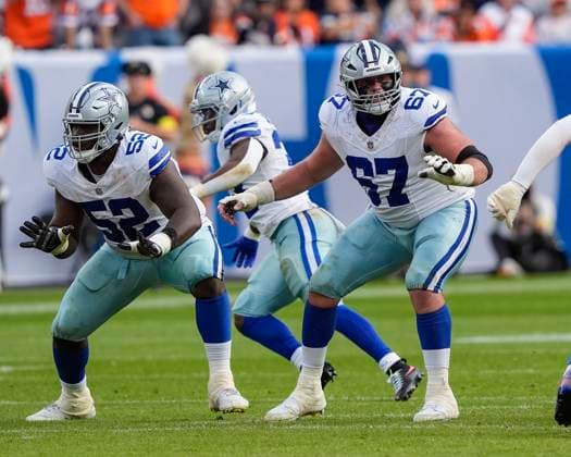 October 26, 2025: Dallas Cowboys center Brock Hoffman (67) looks to make a block in the second half of the football game between the Denver Broncos and Dallas Cowboys. CSM. - ZUMAc04_ 20251026_zma_c04_224 Copyright: xDerekxRegensburgerx