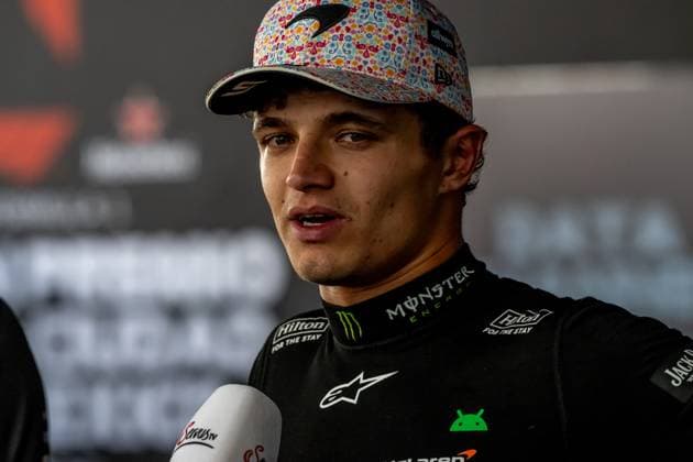 MEXICO CITY, MEXICO: Lando Norris, racing for the McLaren F1 team during the 2025 Formula 1 Mexico City Grand Prix at the Autodromo Hermanos Rodriguez in Mexico City, Mexico