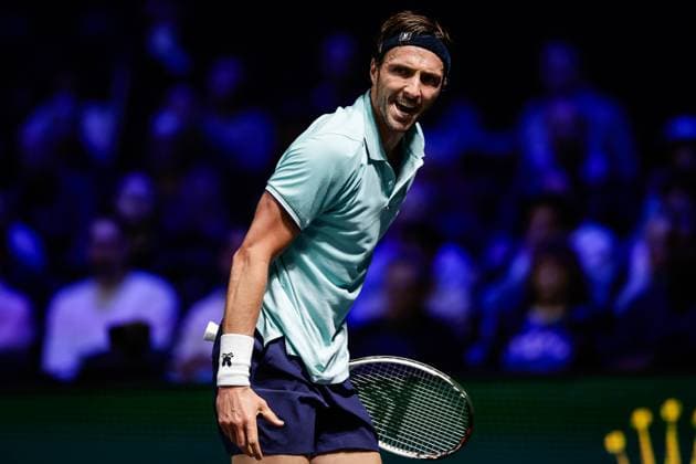 October 27, 2025, Paris, France, France: Arthur RINDERKNECH of France celebrates his point during the first day of the Rolex Paris Masters 1000 tennis tournament at La Defense Arena on October 27, 2025 in Nanterre near Paris, France. Paris France - ZUMAm308 20251027_zsp_m308_031 Copyright: xMatthieuxMirvillex