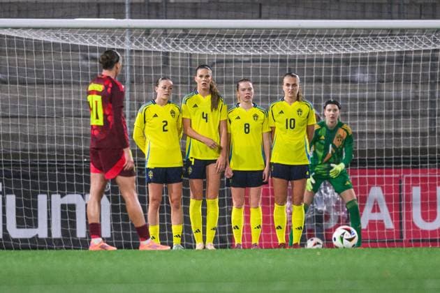 251027 Sofia Reidy, Bella Andersson, Bea Sprung and Lisa Björk of Sweden during the international friendly under 23 football match between Sweden and Germany on October 27, 2025 in Malmö Photo Christoffer Borg Mattisson BILDBYRAN COP 261 CB0483 fotboll football soccer fotball u23 under 23 sverige sweden germany dam bbeng landslag  Copyright: CHRISTOFFERxBORGxMATTISSON BB251027CB057