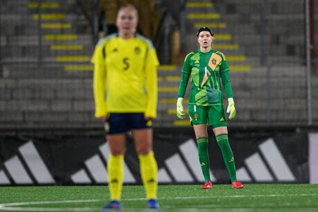 251027 Goalkeeper Elvira Björklund of Sweden during the international friendly under 23 football match between Sweden and Germany on October 27, 2025 in Malmö Photo Christoffer Borg Mattisson BILDBYRAN COP 261 CB0483 fotboll football soccer fotball u23 under 23 sverige sweden germany dam bbeng landslag sverige sweden tyskland germany  Copyright: CHRISTOFFERxBORGxMATTISSON BB251027CB071