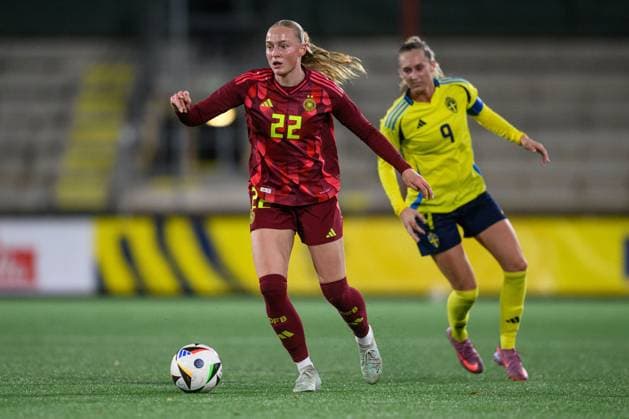 251027 Tessa Blumenberg of Germany during the international friendly under 23 football match between Sweden and Germany on October 27, 2025 in Malmö Photo Christoffer Borg Mattisson BILDBYRAN COP 261 CB0483 fotboll football soccer fotball u23 under 23 sverige sweden germany dam bbeng landslag sverige sweden tyskland germany  Copyright: CHRISTOFFERxBORGxMATTISSON BB251027CB101