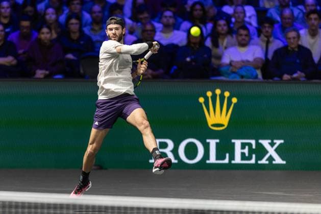 Rolex Paris Masters 2025 Jacob Fearnley (GBR) plays his men s singles match against Andrey Rublev on day one of the Paris ATP, Tennis Herren Masters 1000 tennis tournament at the Paris La Defense Arena in Nanterre, on the outskirts of Paris, on october 27, 2025. Paris France  Copyright: xIbrahimxEzzatx originalFilename:ezzat-notitle251027_npNuj.jpg