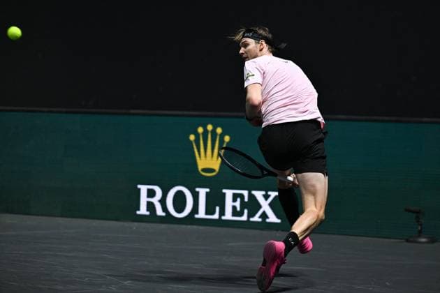 Rolex Paris Masters - First Round Alexander Bublik (KAZ) during his first round match at the 2025 Rolex Paris Masters at the La Defense Arena, FRANCE, on October 27, 2025. Photo by Corinne Dubreuil ABACAPRESS.COM Paris France  Copyright: xDubreuilxCorinne ABACAx