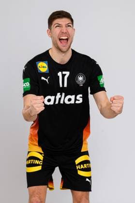 Muenchen Handball DHB 25 26 Germany photoshoot Lukas Zerbe Germany jubilation joy emotion Muenchen Bavaria Germany