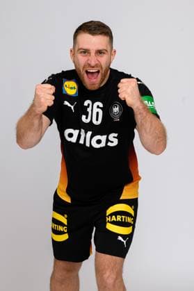 Muenchen Handball DHB 25 26 Germany photo shoot Lukas Mertens Germany jubilation joy emotion Muenchen Bavaria Germany