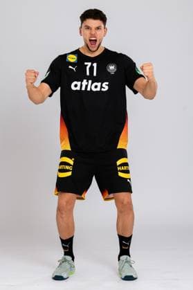 Muenchen Handball DHB 25 26 Germany photo shoot Marko Grgic Germany jubilation joy emotion Muenchen Bavaria Germany