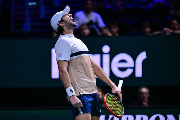 TENNIS : Rolex Paris Masters - Paris - 28 10 2025 Valentin Vacherot ( Monaco ) celebrates during the Rolex Paris Masters at Paris La Defense Arena on October 28, 2025 in Nanterre, France. (Photo by Federico Pestellini PSNewz ) ParisFrance  Copyright: xFedericoxPestellinix