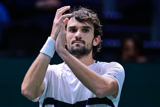 TENNIS : Rolex Paris Masters - Paris - 28 10 2025 Valentin Vacherot ( Monaco ) celebrates during the Rolex Paris Masters at Paris La Defense Arena on October 28, 2025 in Nanterre, France. (Photo by Federico Pestellini PSNewz ) ParisFrance  Copyright: xFedericoxPestellinix