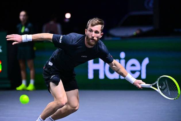 TENNIS : Rolex Paris Masters - Paris - 28 10 2025 Corentin MOUTET ( France ) during the Rolex Paris Masters at Paris La Defense Arena on October 28, 2025 in Nanterre, France. (Photo by Federico Pestellini PSNewz ) ParisFrance  Copyright: xFedericoxPestellinix