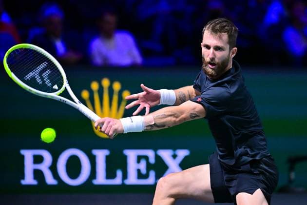 TENNIS : Rolex Paris Masters - Paris - 28 10 2025 Corentin MOUTET ( France ) during the Rolex Paris Masters at Paris La Defense Arena on October 28, 2025 in Nanterre, France. (Photo by Federico Pestellini PSNewz ) ParisFrance  Copyright: xFedericoxPestellinix