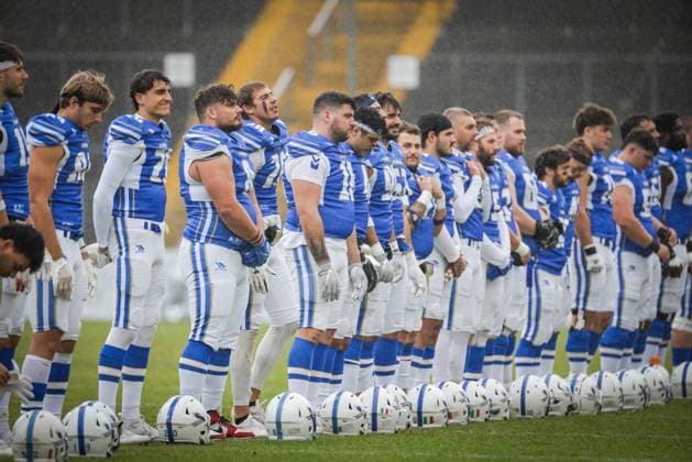 AMERICAN FOOTBALL - IFAF EC, ITA vs GER KREFELD,GERMANY,28.OCT.25 - AMERICAN FOOTBALL - IFAF European Championship, EM, Europameisterschaft bronze medal game, Italy vs Germany. Image shows the team of ITA.  GEPAxpictures xDavidxBitzan