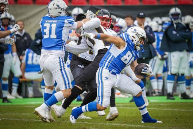 AMERICAN FOOTBALL - IFAF EC, ITA vs GER KREFELD,GERMANY,28.OCT.25 - AMERICAN FOOTBALL - IFAF European Championship, EM, Europameisterschaft bronze medal game, Italy vs Germany. Image shows Matteo Mozzanica (ITA).  GEPAxpictures xDavidxBitzan