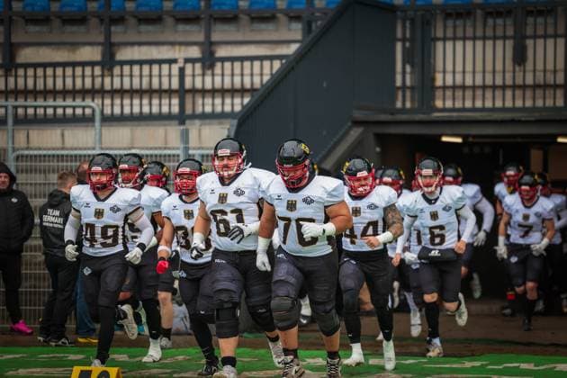 AMERICAN FOOTBALL - IFAF EC, ITA vs GER KREFELD,GERMANY,28.OCT.25 - AMERICAN FOOTBALL - IFAF European Championship, EM, Europameisterschaft bronze medal game, Italy vs Germany. Image shows the team of GER.  GEPAxpictures xDavidxBitzan