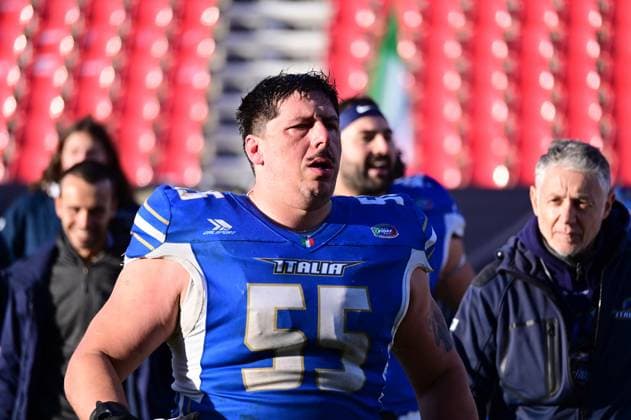 28 10 2025 xkhx Krefeld Grotenburg Stadium American Football European Championship 2025 Italy Germany 3rd place match Italy wins the small final for 3rd place and cheers here Vergani Alessandro 55, ITA