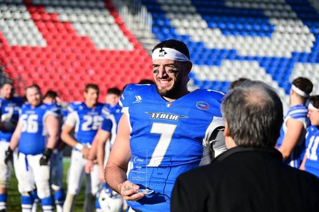 28 10 2025 xkhx Krefeld Grotenburg Stadium American Football European Championship 2025 Italy Germany 3rd place match Italy wins the small final for 3rd place and cheers here Zahradka Luke 7, ITA