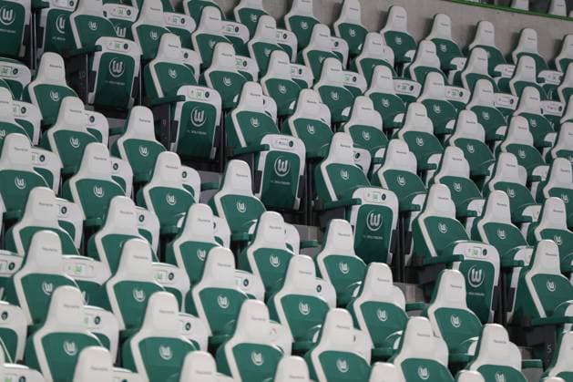 28 10 2025, xgox, Soccer DFB Pokal 2 Round VfL Wolfsburg Holstein Kiel emspor, v l symbol photo, symbol image, symbol, empty VIP stands at DFB Pokal match Wolfsburg Kiel, empty stands, empty seats DFL DFB REGULATIONS PROHIBIT ANY USE OF PHOTOGRAPHS as IMAGE SEQUENCES and or QUASI VIDEO Wolfsburg